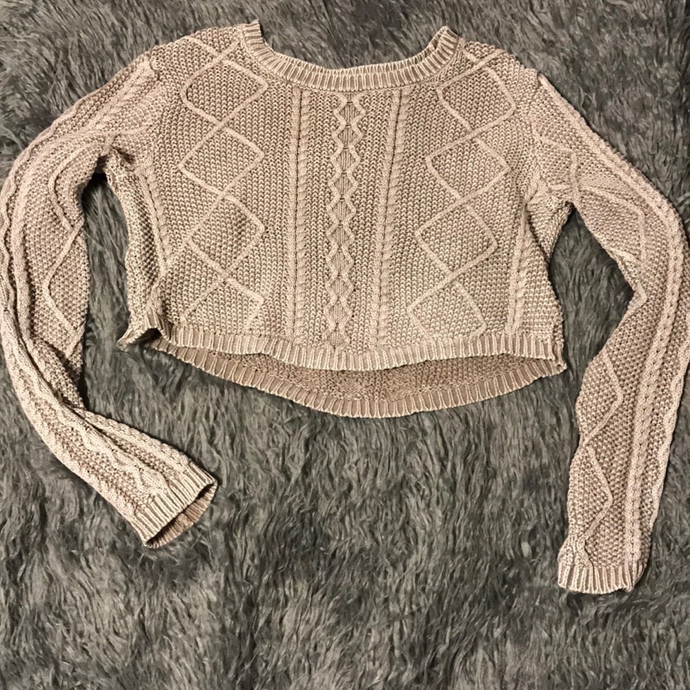 Brown Sweater Crop Top
